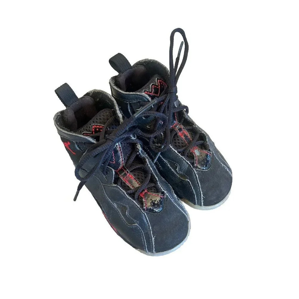 Nike Air Jordan Retro True Flight Shoes Toddler US 8C Red Black 343797-002